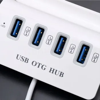 Kebidu 4 Port hub 2 in 1 USB 3.0 OTG Kabelis, Adapteris, Mikro-USB HUB Pagarināšanu Adapteris Viedtālruni, Planšetdatoru ar OTG funkcija