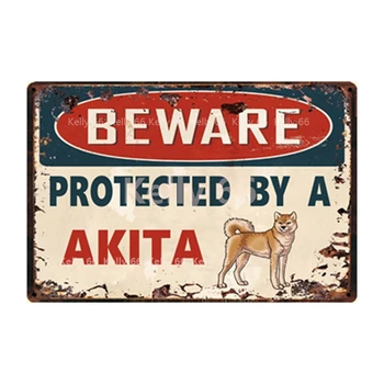[ Kelly66 ] Pet Suns, Uzmanieties, kas Aizsargāts Ar Papillon Akira Basenji Metāla zīmju Mājas Dekori Bāra Sienas Mākslas Glezniecības 20*30 CM Izmērs Dy162