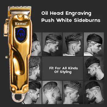Kemei profesionālo matu clipper trimmeris vīriešiem lādējams matu skūšanās mašīnu matu griešanai bārdu hair clipper elektrisko skuvekli