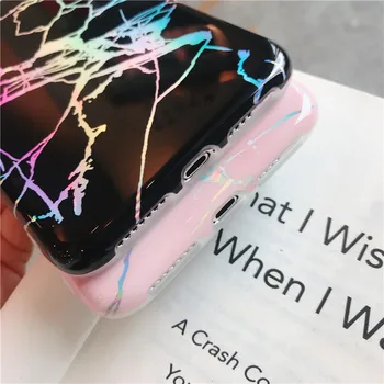 Kerzzil Luksusa Spīdīgu Marmora Lietā par iPhone 7 8 plus X Lāzera Tālruņa Vāciņš iPhone 6 6s 6plus Gadījumos Mīksta Silikona Atpakaļ Coque