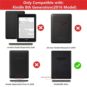 Kindle Gadījumā Džinsa Ādas PC Atpakaļ Smart Cover Iekurt 8. Burvju Lietu par Iekurt 8. SY69JL 2016 E-grāmatu Shell 6' Planšetdatora Gadījumā