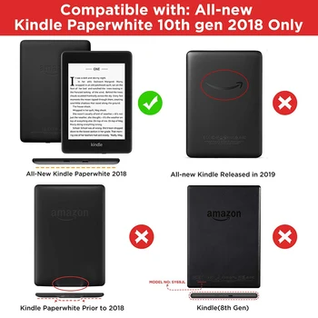 Kindle Paperwhite 2018 Gadījumā par Visu Jauno Kindle Paperwhite 4 (10. Gen) E-lasītājs Auto Sleep/Wake Mīksta Silikona Gadījumā, Retro Sērija