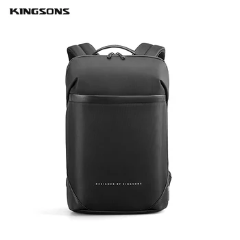 Kingsons Slim Laptop Backpack Vīriešiem 15.6 collu Biroja Darbs Vīriešiem Mugursoma Biznesa Soma Unisex Black Ultravieglajiem Mugursoma Plānas Mochila