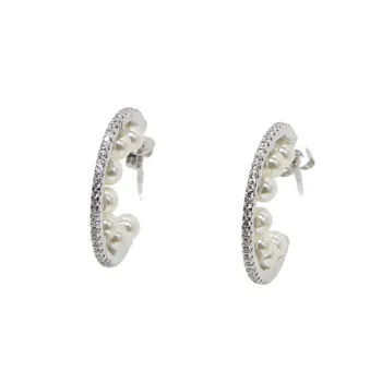 Klasisks Luksusa Kāzu Šarmu Rotaslietas Elegants CZ Pērle apaļa apļa burvīgs Earings Sieviešu Iesaistīšanās Dāvanu