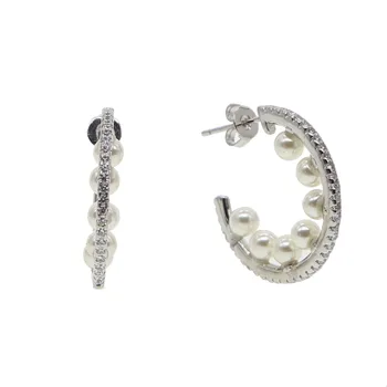 Klasisks Luksusa Kāzu Šarmu Rotaslietas Elegants CZ Pērle apaļa apļa burvīgs Earings Sieviešu Iesaistīšanās Dāvanu