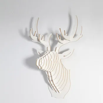 Koka Briežu Galvas Sienu apdarē Radošo Ziemeļvalstu Stila Koka Dzīvnieku Galvas pie Sienas Karājas Kokgriezumi 3D Puzzle Aļņa Galva, Amatniecības