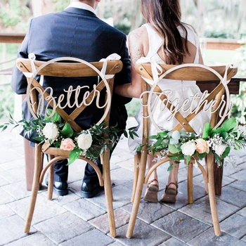 Koka Krēsls Banner Krēsli Zīme DIY Kāzu Dekorēšana Saderināšanās Kāzu svinības Piegādēm Līgava&Līgavainis/Mr&Mrs/Labāk&Kopā