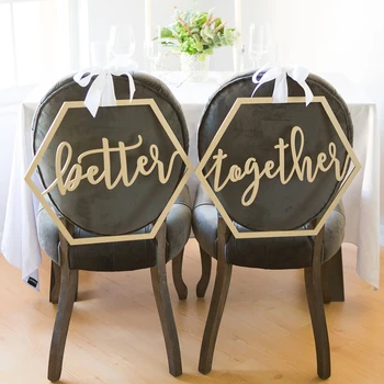 Koka Krēsls Banner Krēsli Zīme DIY Kāzu Dekorēšana Saderināšanās Kāzu svinības Piegādēm Līgava&Līgavainis/Mr&Mrs/Labāk&Kopā