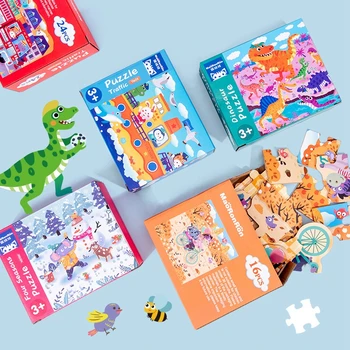 Koka Rotaļlietas Montessori Jigsaw Puzzles, Lai Kids Izglītojošās Rotaļlietas Bērniem 2-4 Gadu vecs Ziemassvētku Dāvanu 4in1 laukā Puzles Spēle