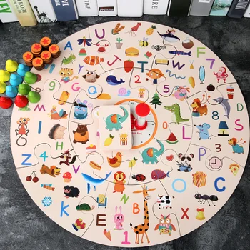 Koka bērnu jigsaw puzzle loģiskā galda spēles sākumā izglītības izglītības rotaļlietas, detektīvs puse smadzeņu, apmācība, vecāks-bērns