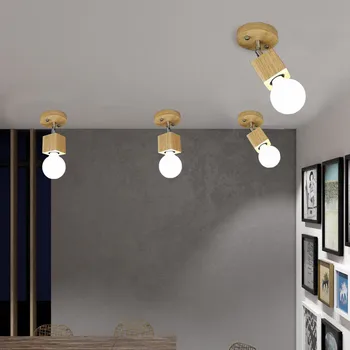 Koka Šūpoles Galvas LED Sienas Lampa Mūsdienu Ziemeļvalstu Guļamistabas Gultas Brā Griesti, Sienas Uzstādīts Eju Foajē Virtuves Dekoru, Sienas lampas