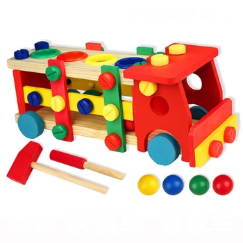 Koksnes Izglītības Montessori Rotaļlietas DIY Savākt Skrūves Demontāža, Auto Izsist Bumbu, Rotaļlietu Bērniem Uzgriezni Kopā Bloks Rotaļlietas