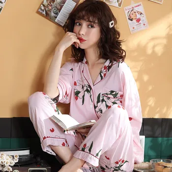 Kokvilnas Sieviešu Pidžamas Komplekti Rudens Modes Sieviešu Sleepwear 2gab Mājas Drēbes Sievietēm Sexy Pijamas Mujer Sieviešu Loungewear