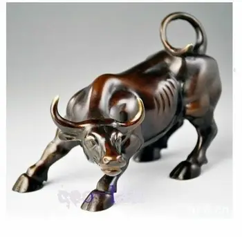 Kolekcijas Ķīniešu Misiņa Cirsts Dzīvnieku Zodiaka Liellopu Karstā Big Wall Street Misiņa Sīva, Bullis, VĒRSIS Statuja