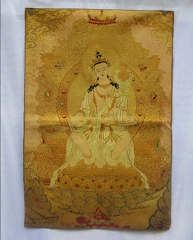 Kolekcionējamus Tradicionālo Tibetas Budisms Nepālā Thangka Budas gleznas ,Liela izmēra Budisms zīda brokāta krāsošana p002667