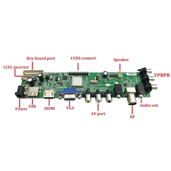 Komplekts M190PW01 V0/M190PW01 V1 30pin AV TV USB DVB-C DVB-T 4 CCFL Ciparu LCD Paneli, HDMI, VGA Kontrolieris valdes 1440X900 19