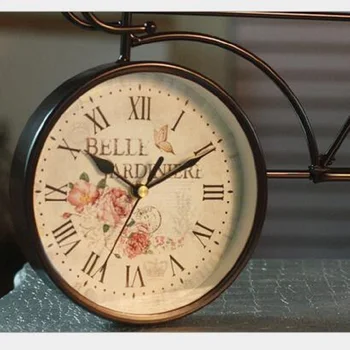Kontinentālās Dzelzs Retro saat pulkstenis reloj black velosipēdu zvaniņu mājas aksesuāri rokas pulksteņi un citi pulksteņi vienpusējs metāla Mājās Apdare