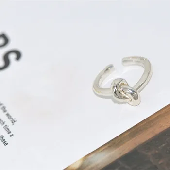 Korejas 925 Sterling Sudraba Gredzens Sievietēm Vienkārši Mezglu Atvērt Gredzenu Modes Pirksta Gredzenu Rotaslietas Anillos Plata 925 Para Mujer Pandora