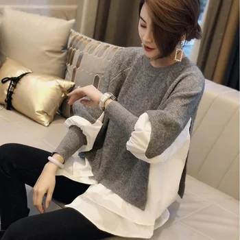 Korejas Adīts Sieviešu Džemperis Ir 2021. Ziemas Lielajam Raibs Savirmot Laternu Piedurknēm Sieviešu Džemperis Plus Izmērs 4XL Siltu Džemperi