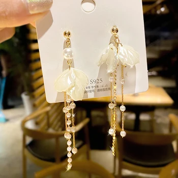 Korejas karstā pārdošanas modes rotaslietas roku darbs string saldūdens pērļu auskari ilgi fringed auskari sievietēm