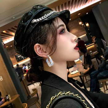 Korejiešu jaunā dizaina modes rotaslietas personības lielu atbildības sajūtu C-veida spīdīgu pilns kristāla auskari meitenes bārs puse auskari sievietēm