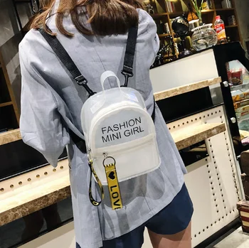 Korejiešu versija lāzera caurspīdīga pvc mugursoma sieviešu soma 2020 