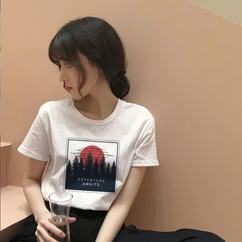 Kosmiskās ticības Harajuku vasaras sieviešu jauns ins modes karikatūra izdrukāt vēstuli īsām piedurknēm gadījuma T-krekls, krekls, S-2XL