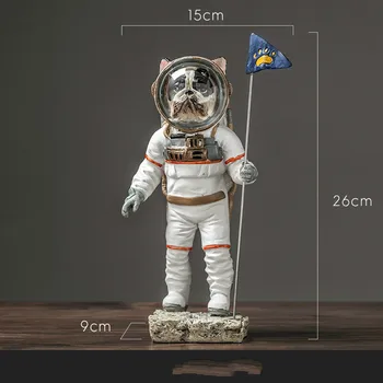 Kosmosa Simulācijas Dzīvnieku Gudrs Kucēns Statuja FRANČU BULDOGS Space Dog Radošo Mājas Dekoru Sveķu Rīcības Attēls Modelis Rotaļlietas