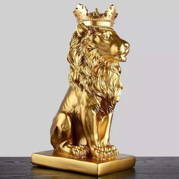 Kronis Lauvas Statuja Mājas Biroja Bārs Lauva Ticību Sveķu Skulptūru Modelis Amatniecības Rotājumi Dzīvnieku Abstraktu Mākslas Apdare Dāvanu