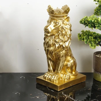Kronis Lauvas Statuja Mājas Biroja Bārs Lauva Ticību Sveķu Skulptūru Modelis Amatniecības Rotājumi Dzīvnieku Abstraktu Mākslas Apdare Dāvanu