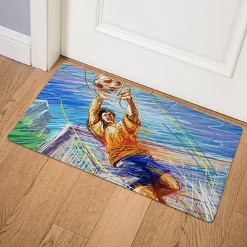 Krāsains Pasteļa Zīmējums Sporta Futbols Basketbols Doormat 46*76cm PVC Ādas Grīdas Paklājs virtuves Ūdensizturīgs neslīdoša Paklāji un Pledi