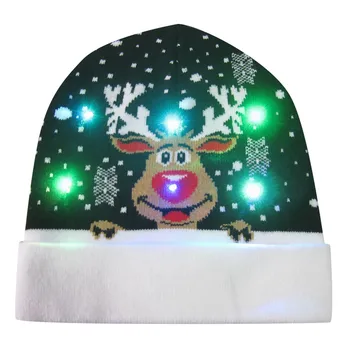 Krāsains Priecīgus Ziemassvētkus Led Gaismas-up Adīt Cepuri Džemperis Beanie Hairball Siltu Ziemassvētku Klp Dāvanas Ir 2021. Jaunā Gada Rotājumiem