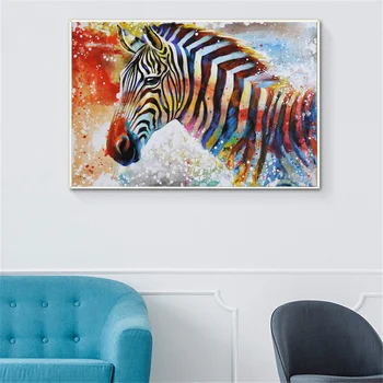 Krāsains Zebra Sienas Art Attēlu Mūsdienu Dzīvnieku Kanvas Glezna Modes Drukāt Plakātus Mājas Dekoru-Sienas Gleznu Bērnu Istabas Interjeru