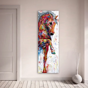 Krāsains Zirgu Dzīvnieku Liela Izmēra Sienas Mākslas Audekls Gleznošanai Ziemeļvalstu Plakāti Un Izdrukas Mordern Sienas, Attēlus Dzīvojamā Istaba Dekori