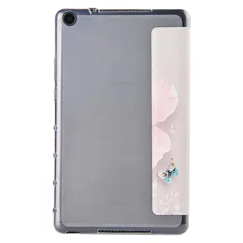 Krāsotas Butterfly Ziedu Unicorn Pārsegu, Lai Huawei MediaPad M5 Lite 8inch Magnētisko Slim Ādas Stāvēt uz Lietu