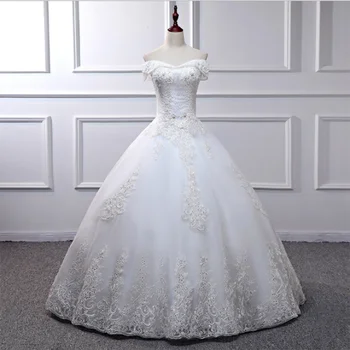 Krāšņs Izcili kāzu kleitu Kārtojumu Mežģīnes Strapless Aplikācijas Paillette Frēzēšana Rhinestone Līgavas Bumbu Kleita