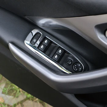 Kumeļu Dedzināšana ABS Chrome Automašīnu Durvju Logu Pacēlāji Pogu, Riņķa Vāka Apdare Ielīmi, Peugeot 2008 2016 2017 Daļas