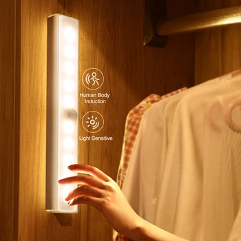 Kustības Sensors ar Bezvadu LED Nakts Apgaismojums, Guļamistaba Dekori Gaismas Detektors Dekoratīvās Sienas Lampa, Kāpņu Skapis Istabā, Eju Apgaismojums