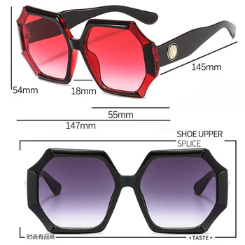 Kvadrātveida sieviešu brilles Lielgabarīta Melnās Saulesbrilles Sieviete 2020. Gadam, Modes Zīmola Dizainere Slīpumu, Lielo Rāmi, Sieviešu, Saules Brilles UV400