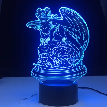 Kā Train Jūsu Dragon 2 Lampas Pūķis Bezzobaina Lampas Ilūziju Touch 3d Galda Lampa, Nightlight Gaismas Fury Led Nakts Gaisma