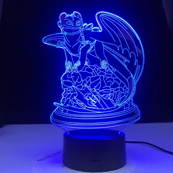 Kā Train Jūsu Dragon 2 Lampas Pūķis Bezzobaina Lampas Ilūziju Touch 3d Galda Lampa, Nightlight Gaismas Fury Led Nakts Gaisma