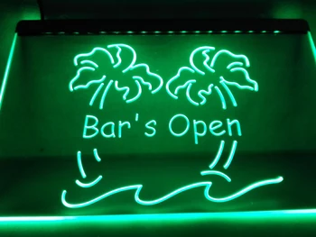 LB814 - Bārs ir Atvērts Palmu Koku Pub Alus LED Neona Gaismas Zīme, mājas dekoru amatniecības