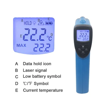 LCD IS Infrasarkanais Termometrs bezkontakta Double/Single Lāzera Pyrometer Digitālo C/F Izvēle Virsmas Temperatūra Monitors