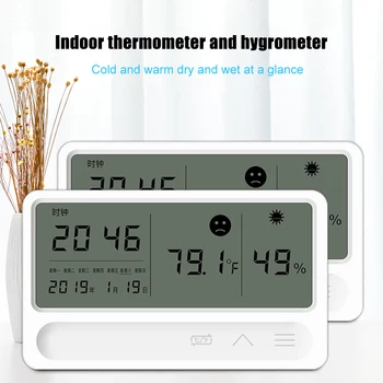 LCD Laiks Darbvirsmas Galda Pulksteņi Iekštelpu Temperatūras un Mitruma Mērītājs Liels Ekrāns, Modinātājs Hygrothermograph
