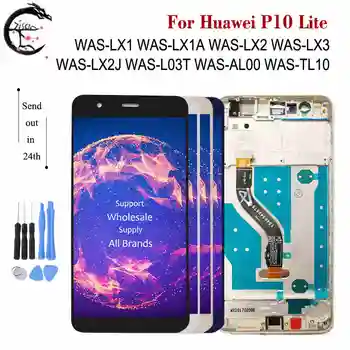 LCD+Rāmis Huawei P10 lite BIJA-LX1 BIJA LX1A LX2 LX3 LX2J L03T Pilnu Ekrānu Touch Digitizer Montāža P10lite Displejs