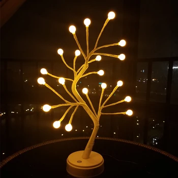 LED ChristmasTree Filiāle vieglu Pieskārienu pārslēgt Galda lampu Mājas Kids Guļamistaba Dekors Pasaku Gaismas Spīdeklis Brīvdienu decoracion