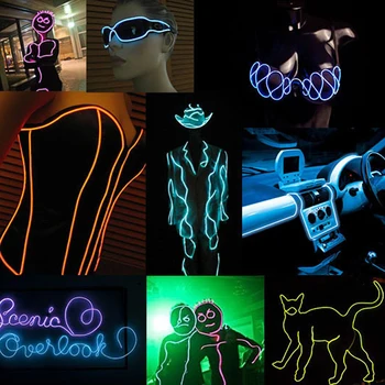 LED Lentes 3 V Neona Gaismas Mirdzumu EL Vads 1M/2M/3M/5M Virves, Lentes Kabelis, Kurpes, Apģērbu, Automašīnu, Partijas Apdare