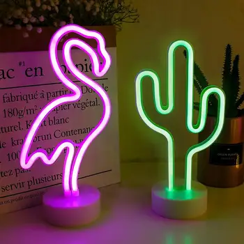 LED Neona Zīme, Gaismas Brīvdienu Flamingo Nakts Lampas Gaismas Sienas Fona Kids Guļamistaba Ziemassvētki Apdare USB Bateriju Darbības