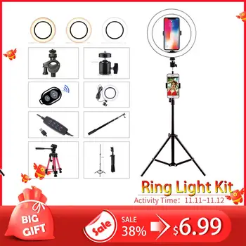 LED Ring Light 16cm 26cm 5600K 64 Led Selfie Gredzens Luktura Foto Apgaismojums Ar Statīvu Tālruņa Turētājs, USB Plug Foto Studija