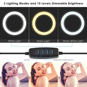 LED Ring Light 16cm 26cm 5600K 64 Led Selfie Gredzens Luktura Foto Apgaismojums Ar Statīvu Tālruņa Turētājs, USB Plug Foto Studija